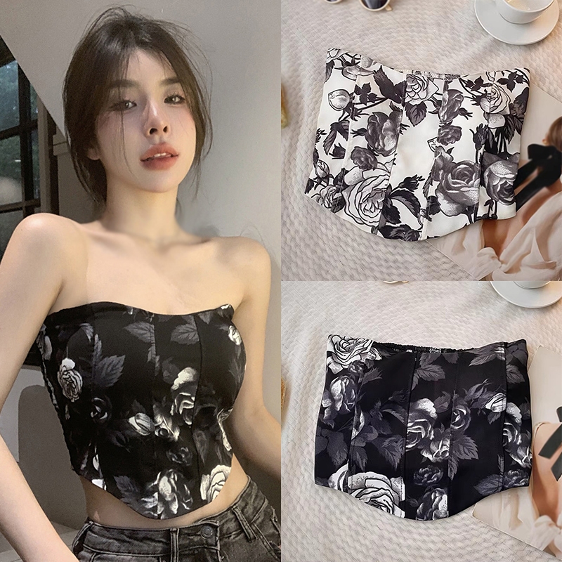Privé Flower Decor Crop Tube Top
