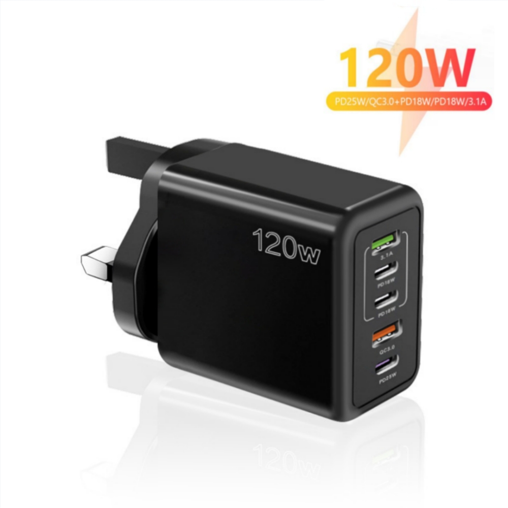 120W 5 Ports Mobile Fast Charging Adapter TypeC PD25W Multi Port