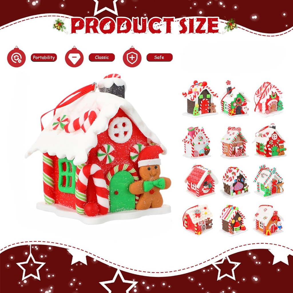 COLDPLAYLED Lighted Gingerbread House Ornaments Christmas Tree