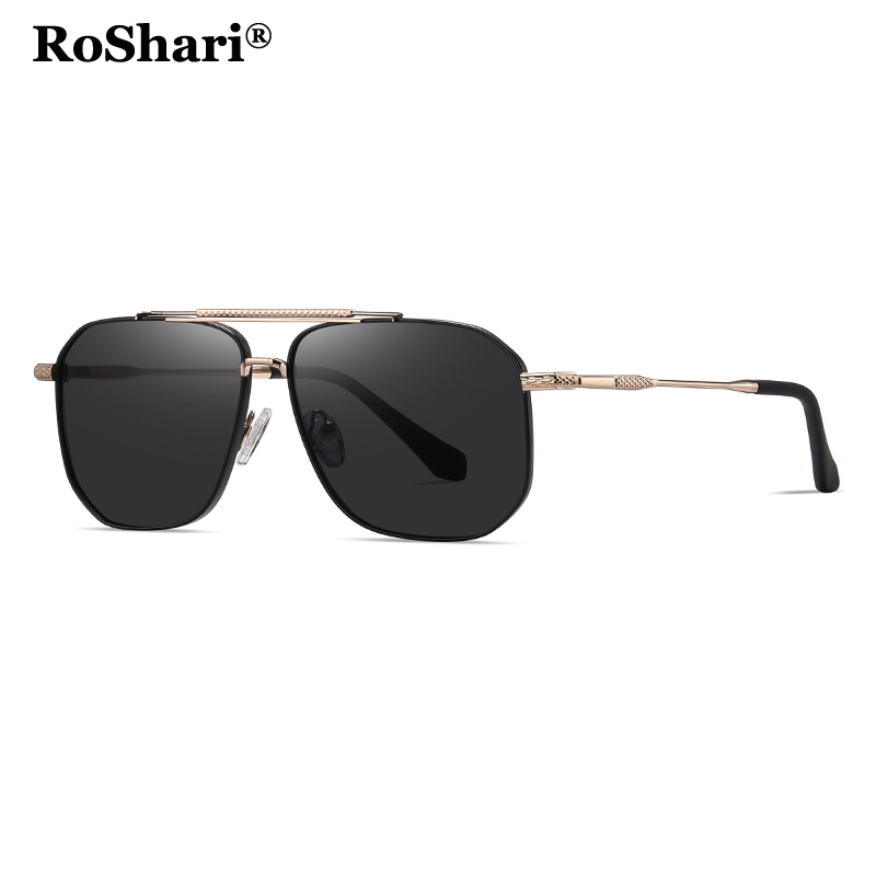 RoShari R034 Men's Polarized Sunglasses Doublebeam Box Metal Sun