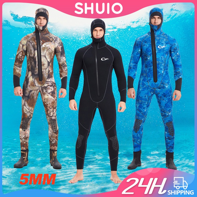 SHUIO Hooded warm men's and women's 5mm wetsuit onepiece front zipper