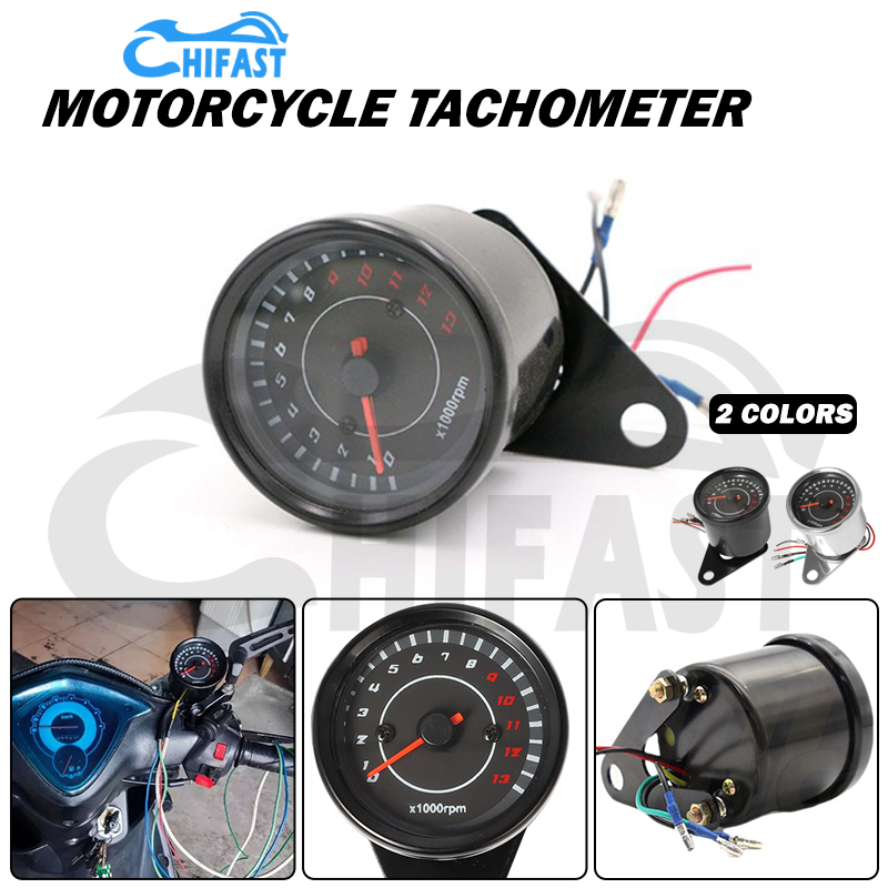 HIFAST Motorcycle Rpm Meter 12v Tachometer Meter Led Backlight 13k Rpm