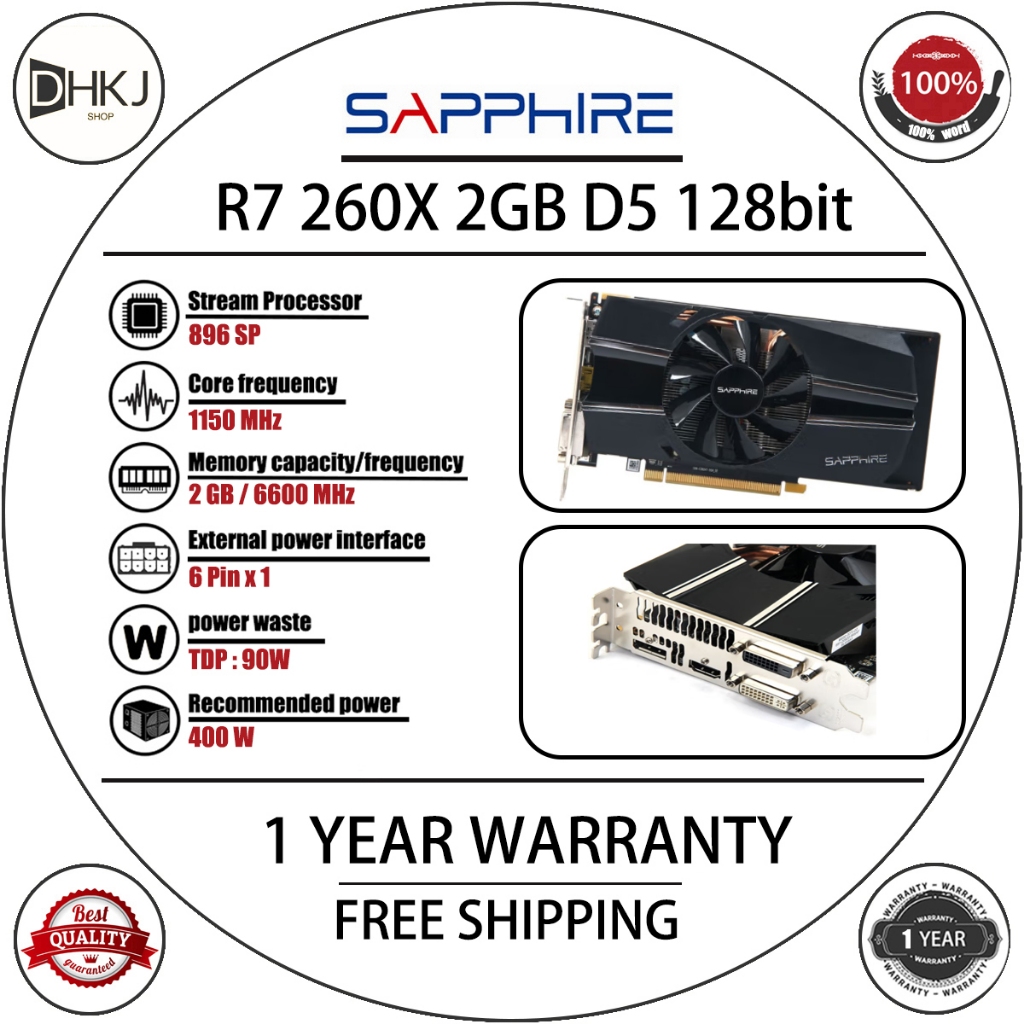 Sapphire R7 260X 2GB Video Cards AMD Radeon R7260 2GB Graphics Cards ...