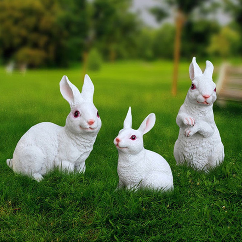 Resin Bunny Rabbit Figurines Garden Decoration Outdoor Fairy Rabbit ...