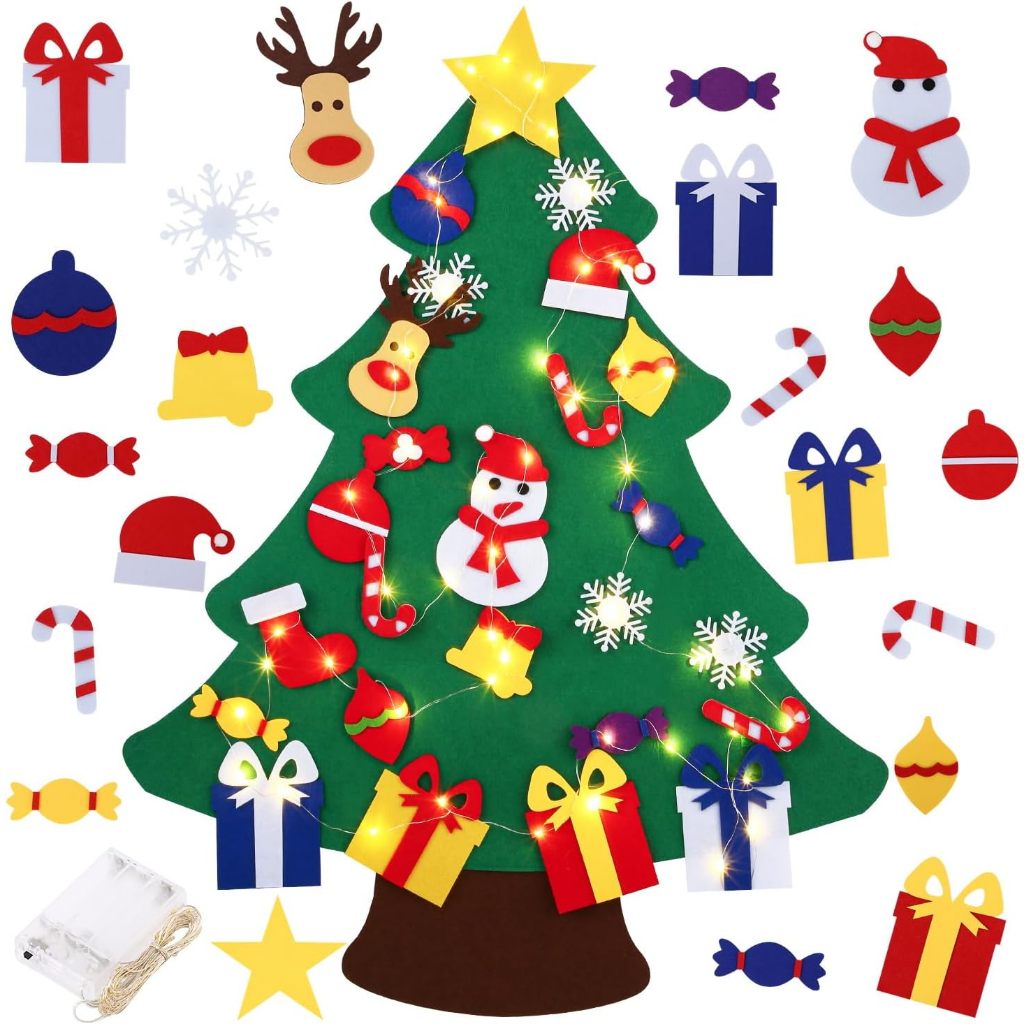 COLDPLAYDIY Lighted Felt Christmas Tree Set Plus Snowman Advent