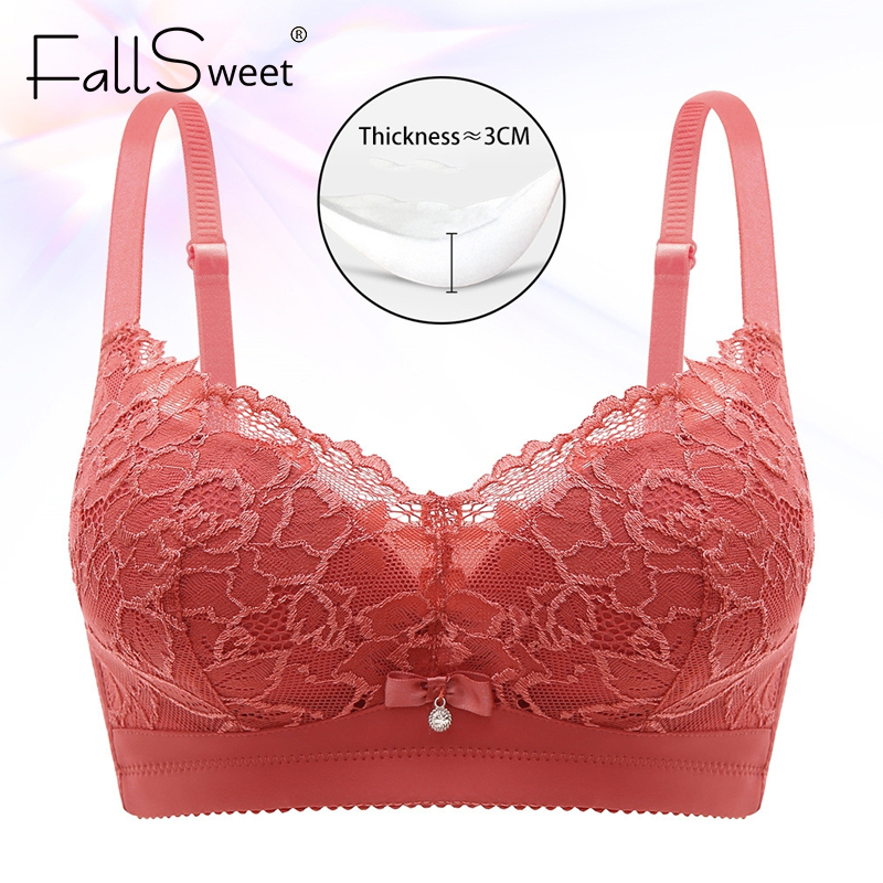 FallSweet Minimizer Bras For Women Sexy Lace Lingerie Plus Size Brassiere Push  Up Wire Free Underwear