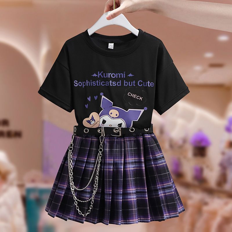 【In Stock】Girls Preppy Kuromi T-Shirt Short Skirt Suit Summer Girls JK ...