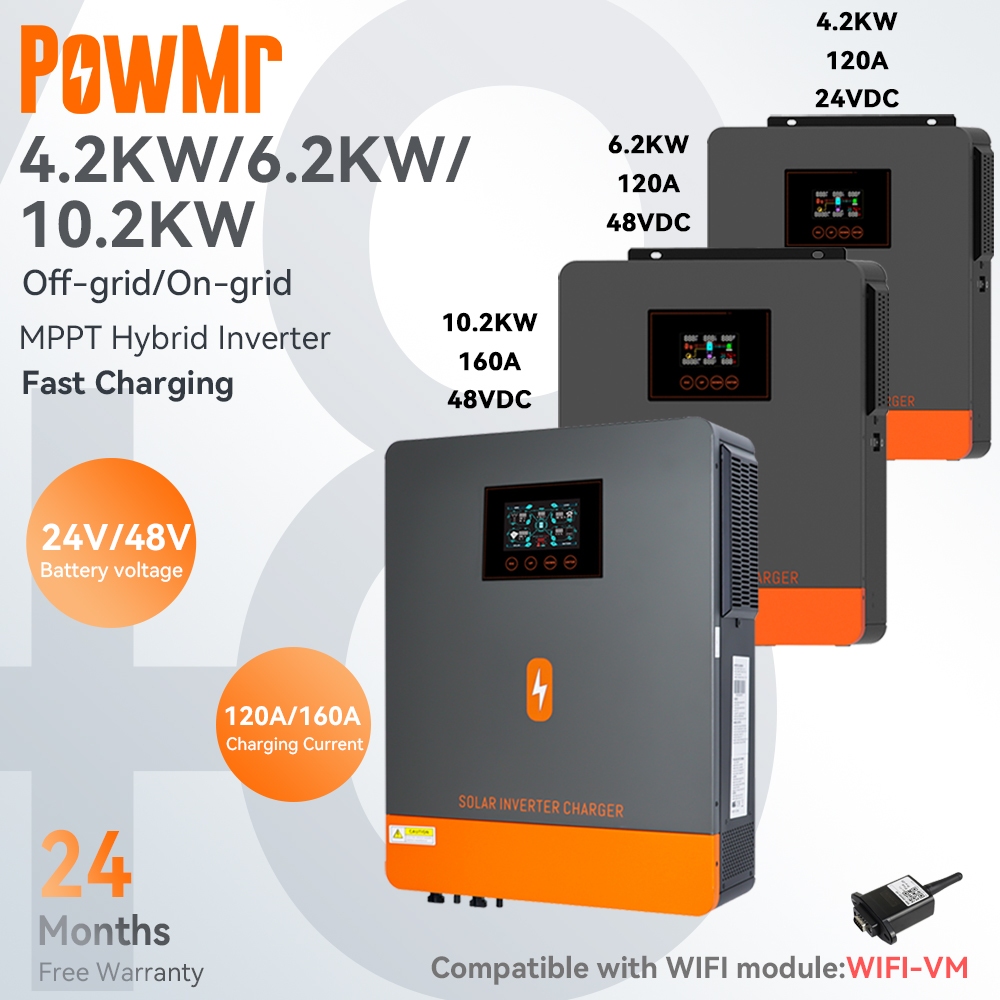 PowMr MPPT 4 2KW 6 2KW 10 2KW Off Grid On Grid Solar Hybrid Inverter