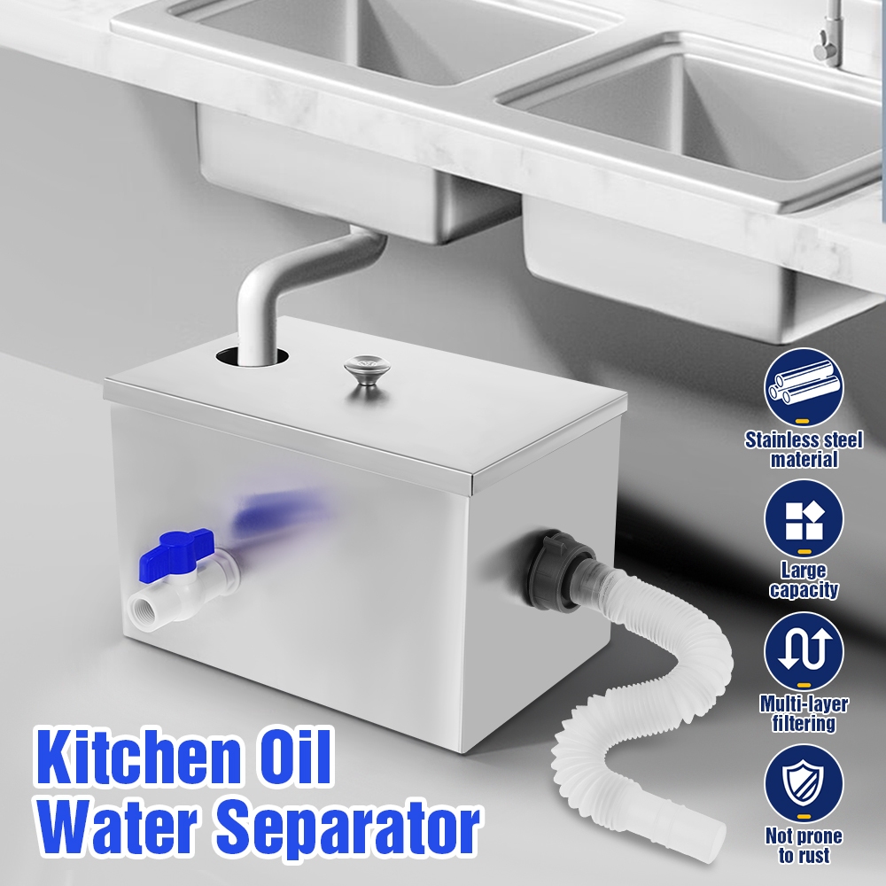Beres Stainless Steel Grease Trap Perangkap Minyak Penapis Gris Interceptor  Oil Water Separator for Sink Dapur