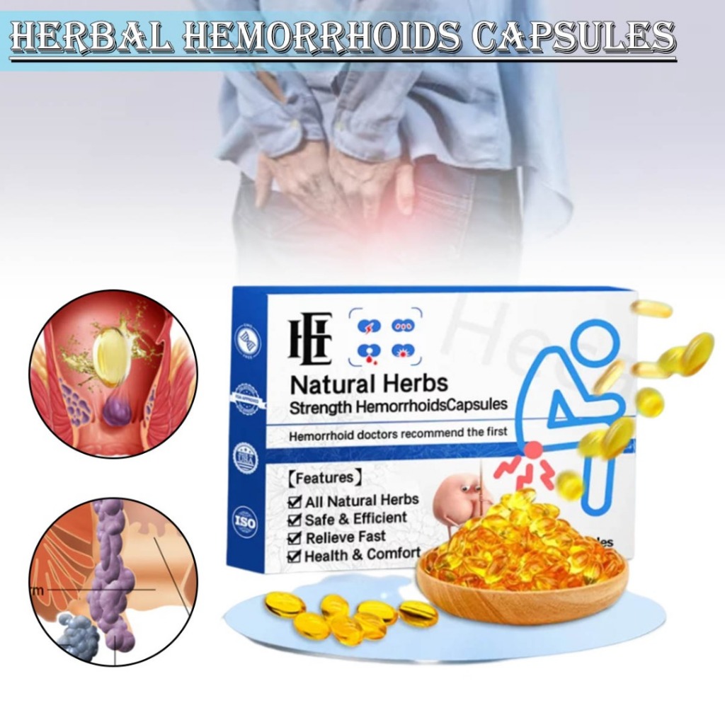 Natural Herbal Strength Hemorrhoid Capsules Treatment for Swelling Pain
