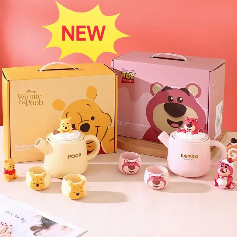 Graby2023 Disney Genuine Ceramic Tea Set One Pot Two Cups Cartoon