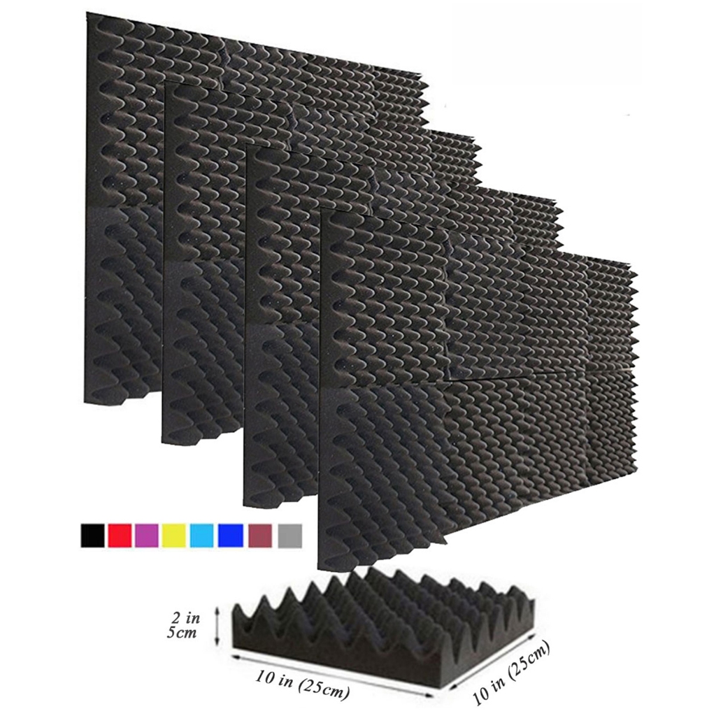 BEIYIN 48 Pcs Studio Egg Crate Acoustic Foam 25X25X5cm Soundproof