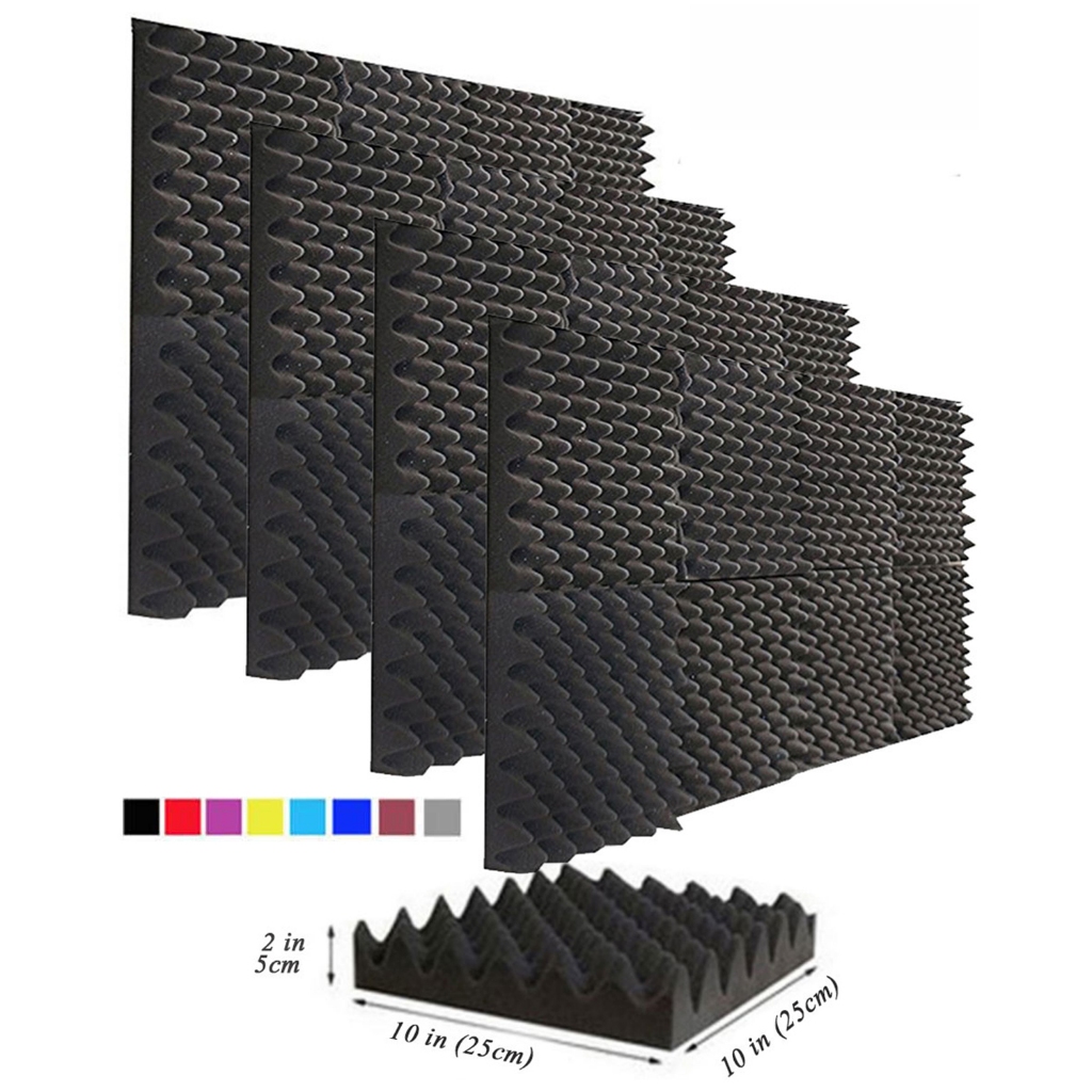 BEIYIN 48 Pcs Studio Egg Crate Acoustic Foam 25X25X5cm Soundproof ...