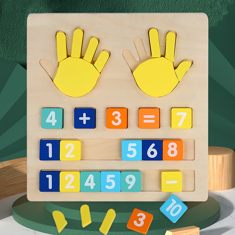 Montessori Math Counting Toy for Kids, Wooden Number Blocks Counters