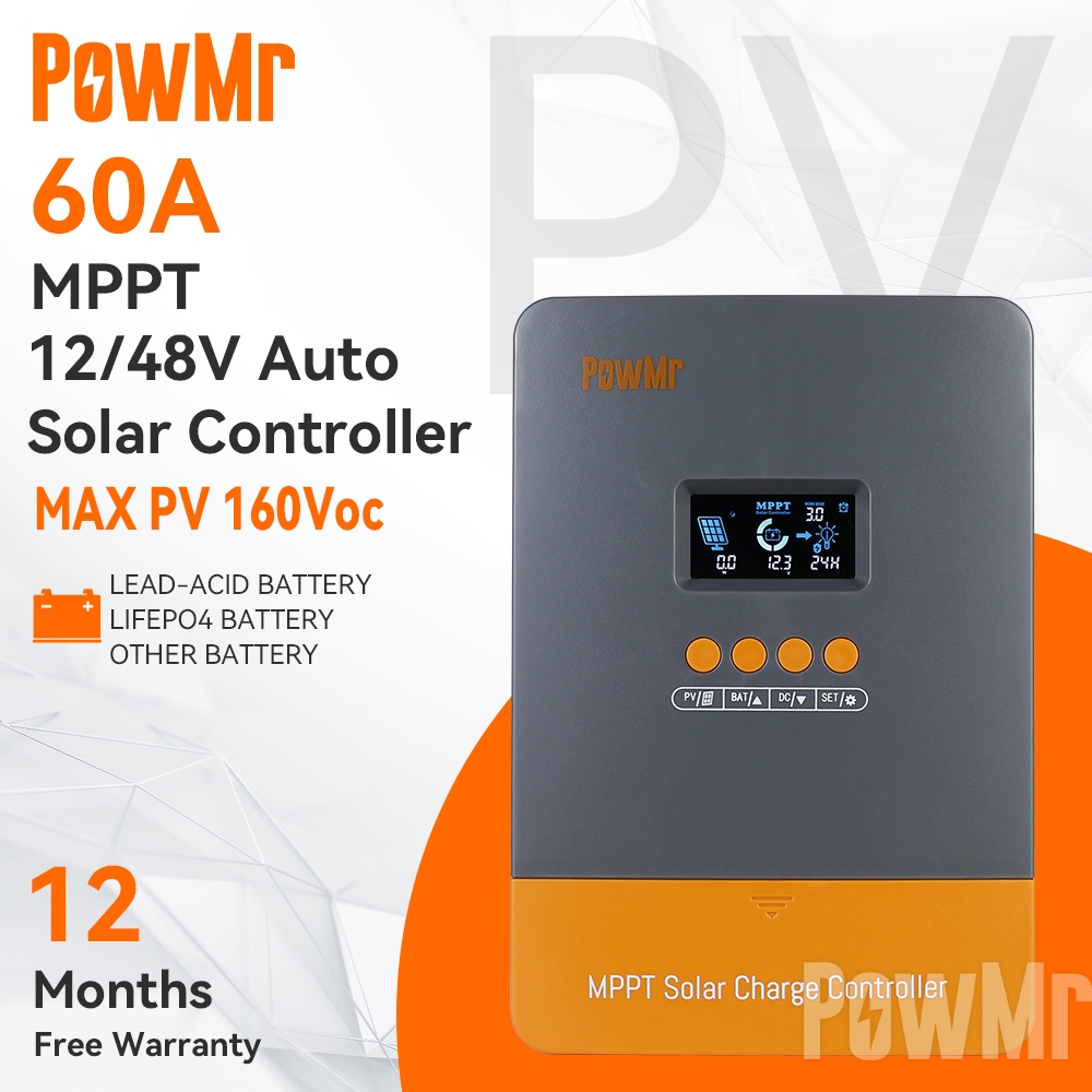 【Local Delivery】PowMr MPPT 60A Solar Charge Controller 12V/24V/36V/48V ...