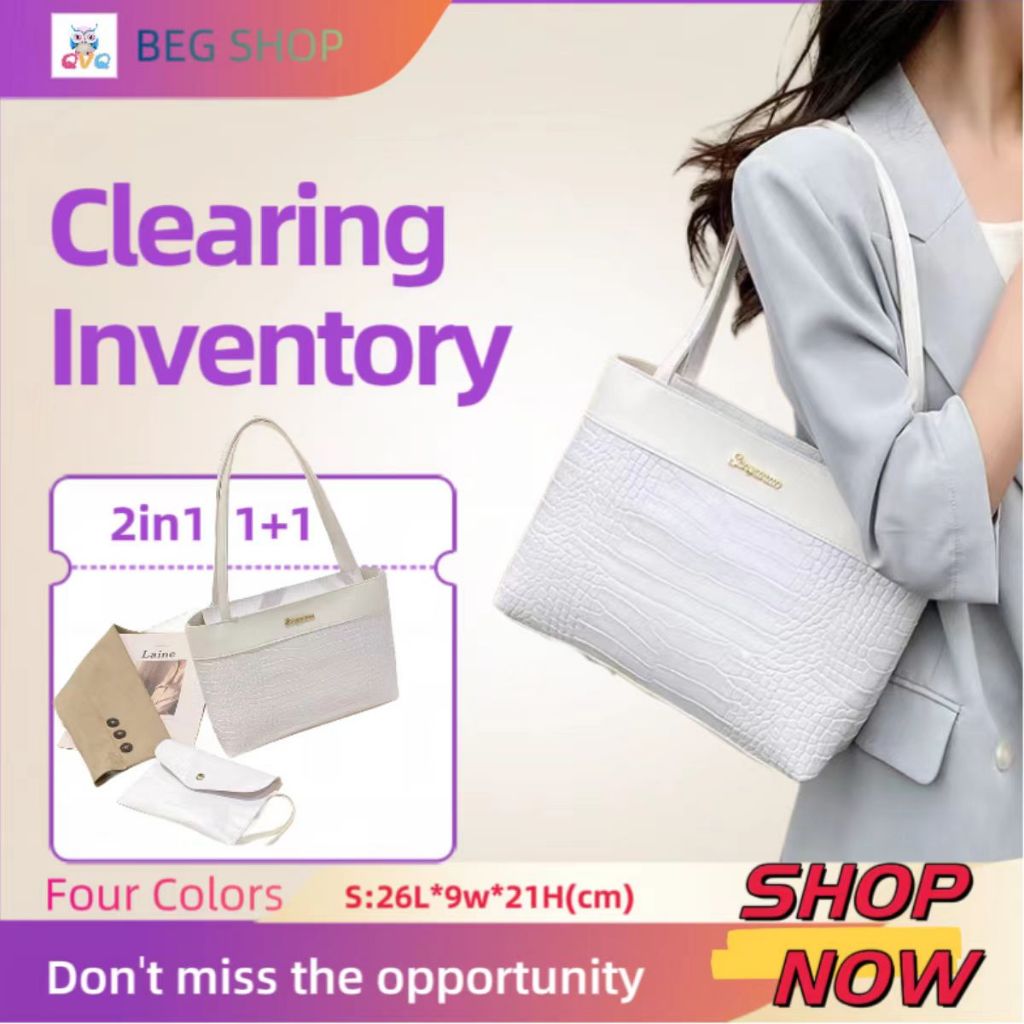 FLASH SALE Clearance sale(READY STOCK)Bag women 2in1 Wanita beg Tote bag  Casual shoulder bag women handbag women+Envelope bag Clutch Wristlet Dompet  Wallets for women purse