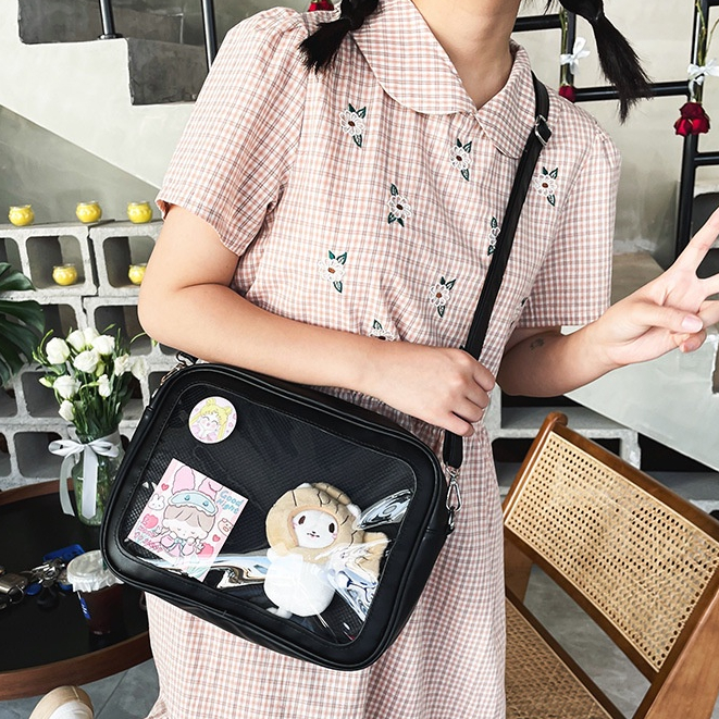 Girls Ita Bag Pin Bag DIY Clear Crossbody Bag Shoulder kawaii japanese Anime school Bag Shopee Malaysia