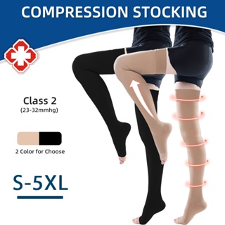 Extra Large 34-46mmhg Open Toe Compression Stockings Unisex Over The Knee  Class 3 Pressure Socks For Varicose Veins 3xl 4xl 5xl