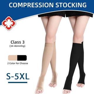 Open Toe Class 3 Pressure Stockings Over the Knee Unisex 34-46mmHg Compression  Socks for Varicose Veins Extra Large 3XL 4XL 5XL