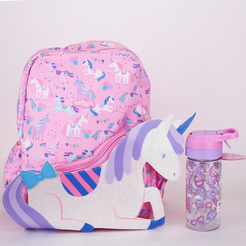 Australian Schoolbag smiggle Pink Unicorn BurdenReducing Backpack Water Bottle Shopee Malaysia