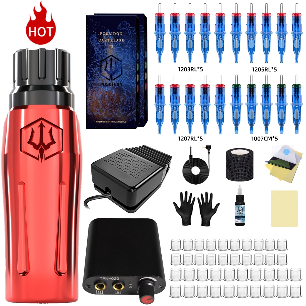 POSEIDON Tattoo Machine Full Set Rotary Tattoo Machine With 20pcs