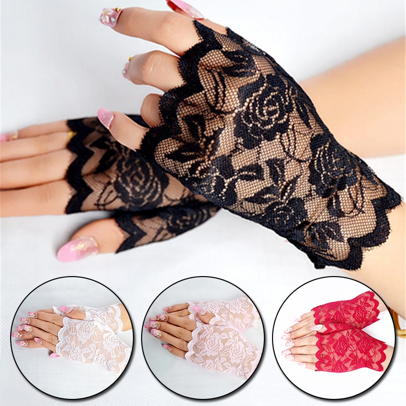 1 Pair Wedding Women Summer Lace Gloves Sun Protection Driving Gloves ...