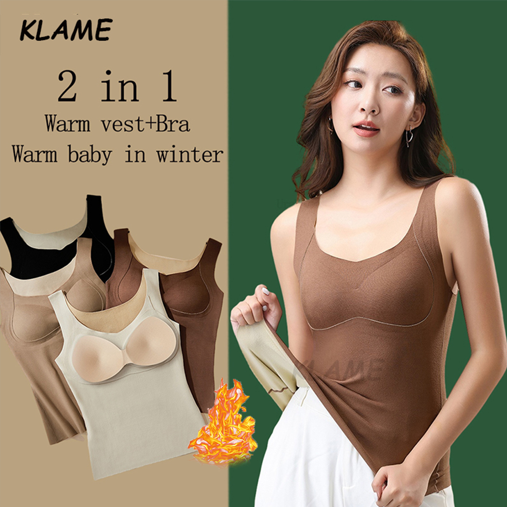 Warm camisole women's velvet thickening with chest pad winter inner wear bra  all-in-one bottoming