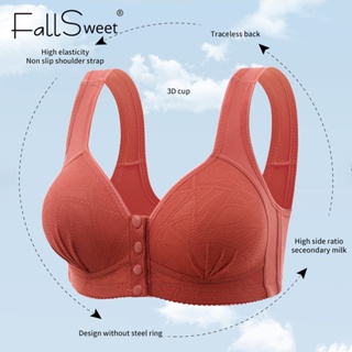 FallSweet Women Comfortable Soft Bra Front-Close Bralette Size 36-46 B C  Cup Breathable Underwear Vest Brassiere