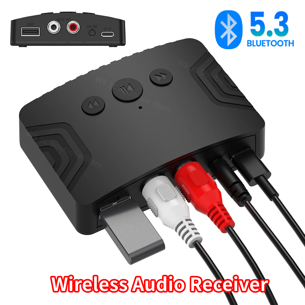 Bluetooth 5.3 Audio Receiver 3.5mm AUX RCA USB UDisk Stereo Music