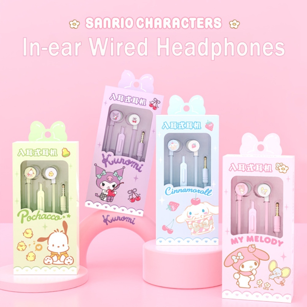 HiFi Sanrio Cute Cartoon Characters Wired Earpiece Kuromi Melody