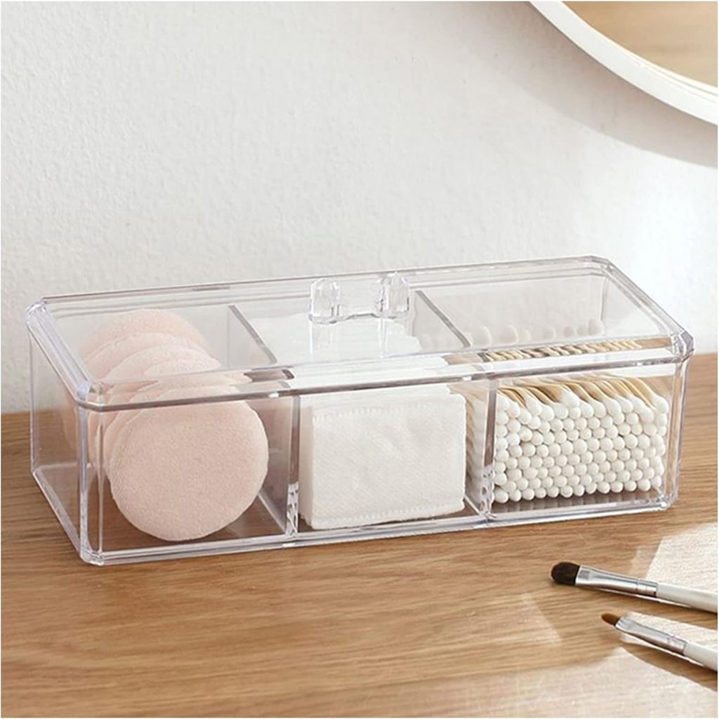 Square Holder Dispenser 3 Compartments Cotton Holder Bathroom Canisters ...