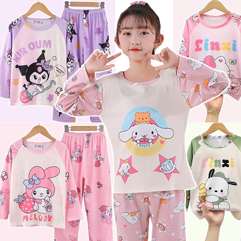 Cute Kuromi Pyjamas Kids Girl Cartoon Printing Nightwear baju tidur ...