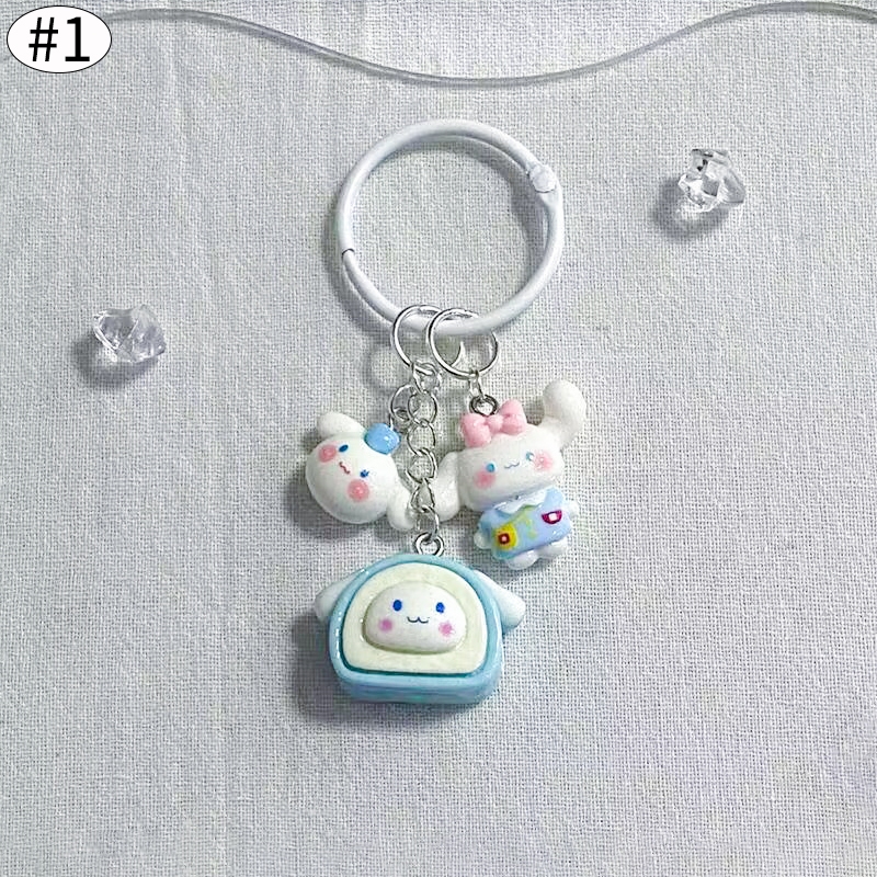 Cartoon Sanrio Keychian Cinnamoroll Kuromi Key Ring Cute Resin Student ...