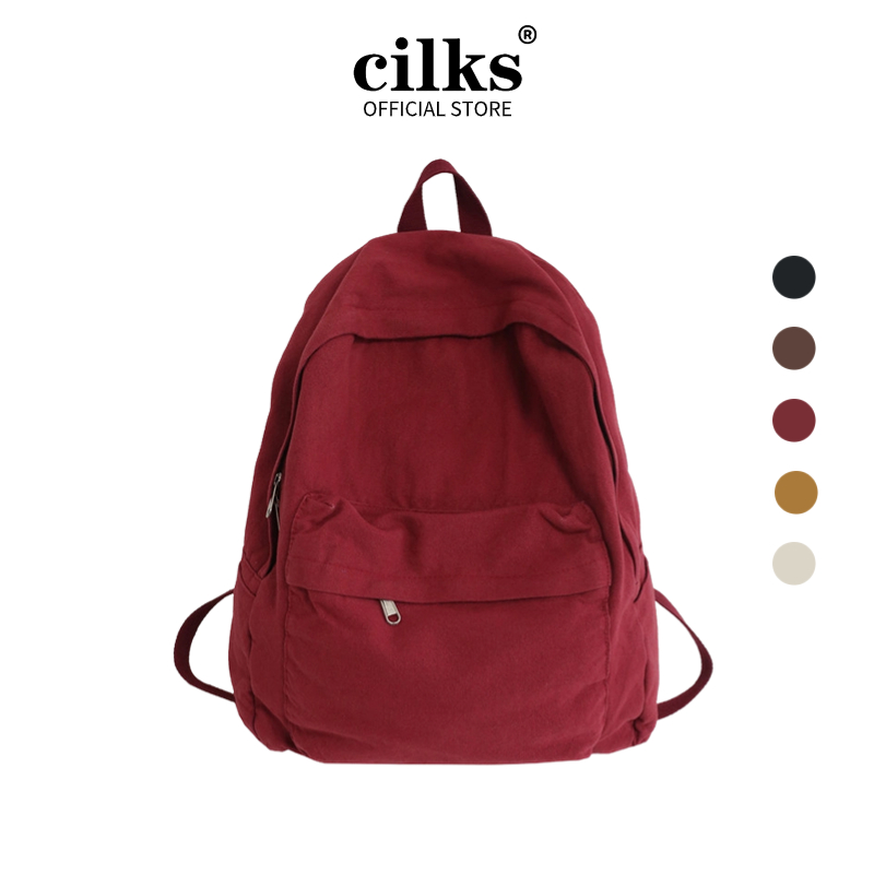 CILKS Schoolbag Women's Retro Canvas Backpack Korean Harajuku High School Student Casual