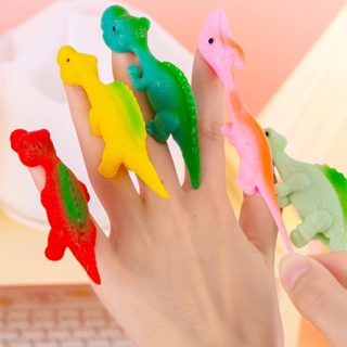 5PCS Dinosaur Slingshot Toy Mini Rubber Dino Figures Finger Sling