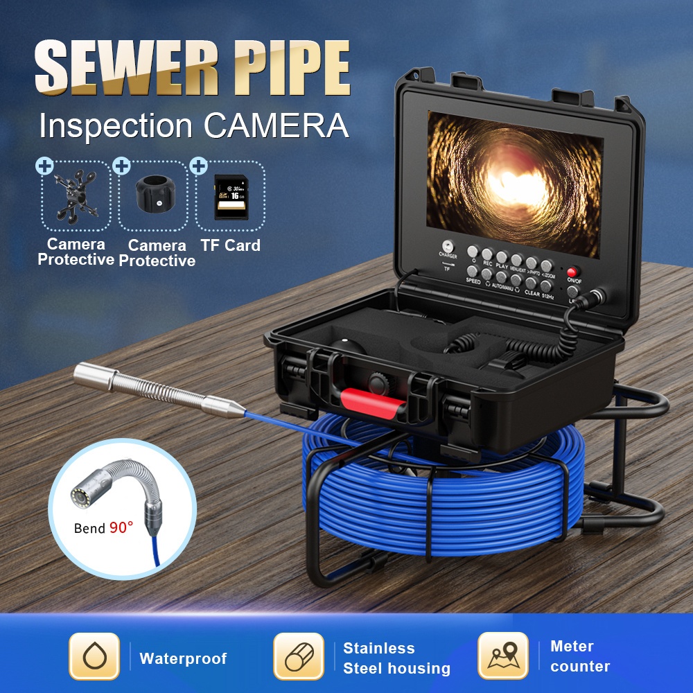 9 inch HD Screen Meter Counter Sewer Pipe Inspection Camera Drain Sewer
