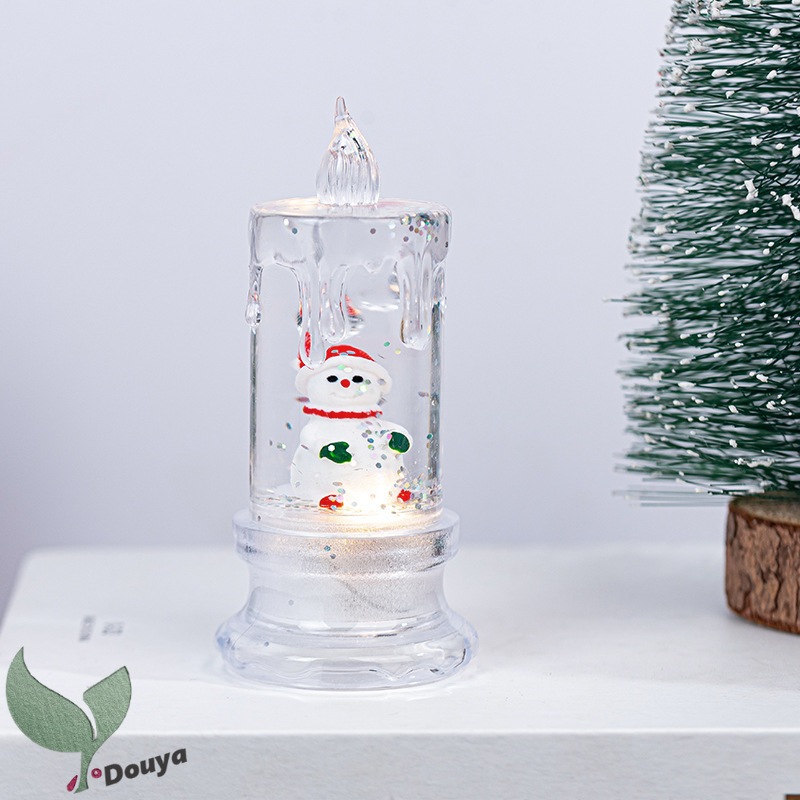 Christmas Flameless clear Candles Christmas Snow Globe Candle Light ...