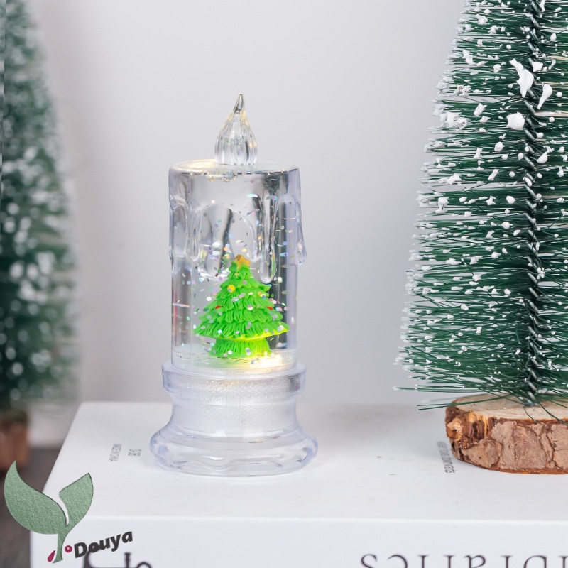 Christmas Flameless clear Candles Christmas Snow Globe Candle Light