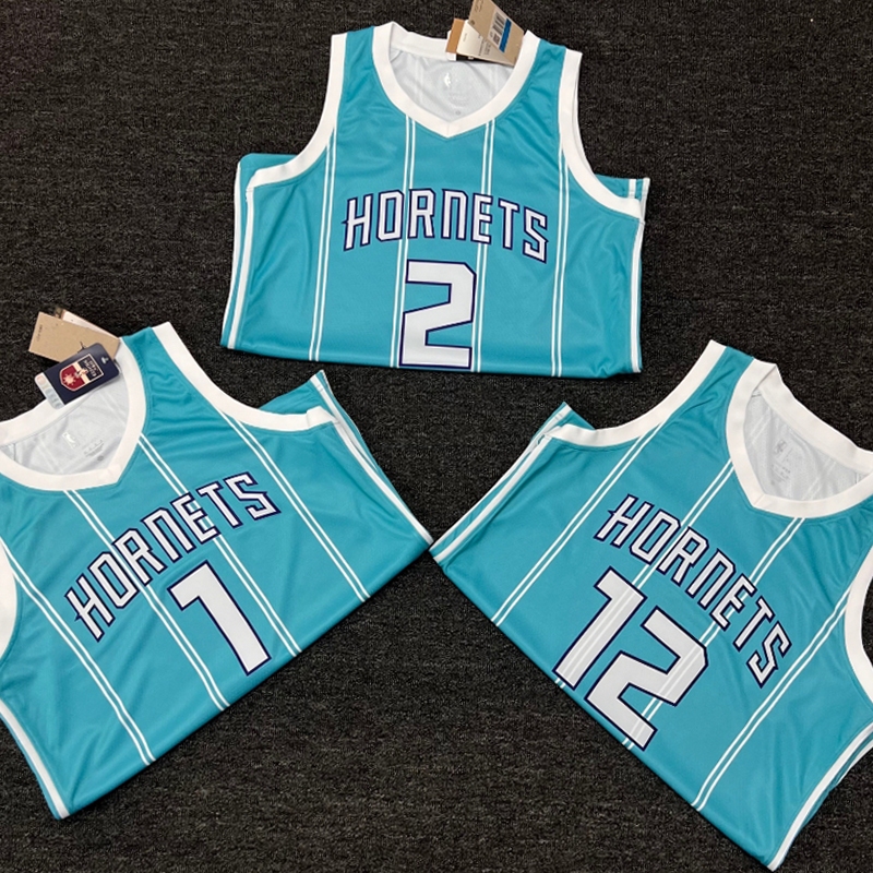 23 Season Nba Charlotte Hornets Away Blue Mens Basketball Jersey 12 Kelly Oubre Jr 2 Lamelo 6112