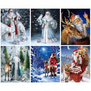 Christmas Artificial Diamond Painting Kit 3D Painting DIY Christmas Diamond  Art Ornaments Santa Claus Diamond Painting Mosaic Kits Home Decor Wall Art