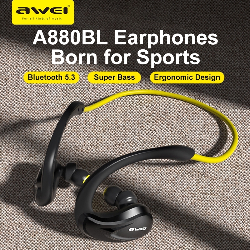 Awei A880BL Neckband Sport Earphone Bluetooth 5.3 IPX4 Waterproof In-Ear Wireless Running Earbuds
