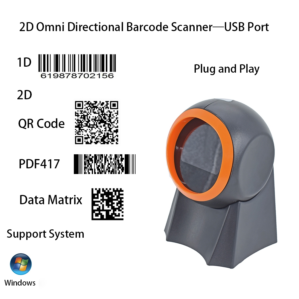 handsfree desktop 1d 2d Image Barcode Scanner Omni direction QR code ...