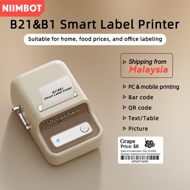 NIIMBOT B21 Portable Thermal Printer Wireless BT Label Maker Sticker  Printer with RFID Recognition Gift Paper for Home office