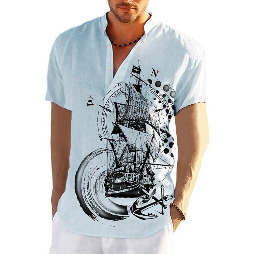 2024 Men Hawaiian Shirts Short Sleeve Tops 3d Compass Graphic Clothing   Cn 11134207 7r98o Lncmpikiiysb2d