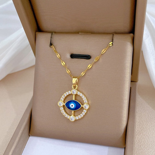 Blue Beads Evil Eye Necklace, 16 Inches | Online Jewelry Boutique New York