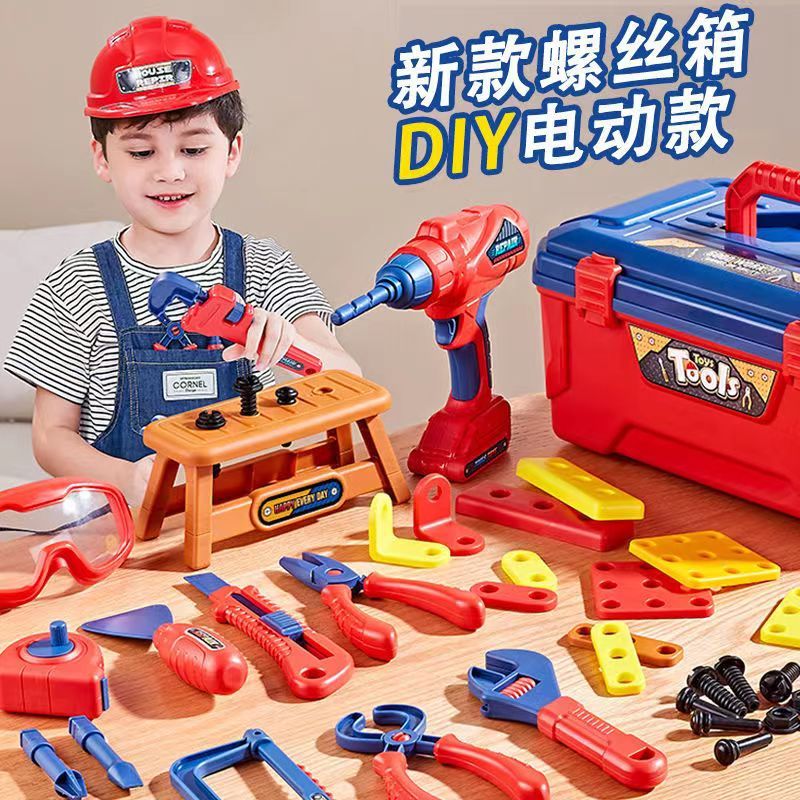 Kids Tool Set Mechanic Toys Suitcase Kids Toolbox Mainan Spanar Pretend