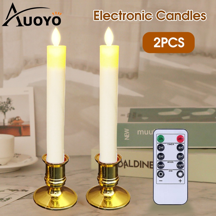 Auoyo 2PCS LED Candles Christmas Flameless Window Candle Lights with 2