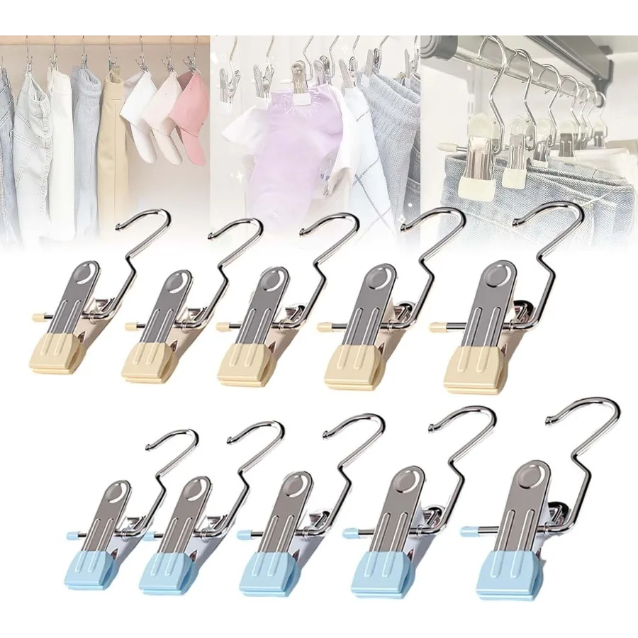 100pcs Anti-Rust Clip Space-Saving Hanger Clothespin Hat Pants Storage ...