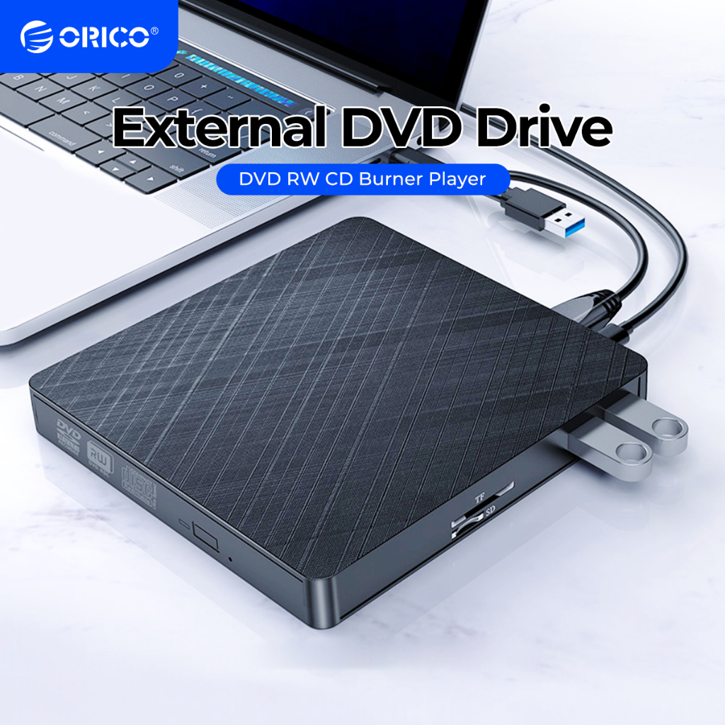 ORICO External DVD Drive USB3.0 HUB TypeC CD Burner Player Drive Free Optical Drives Support TF