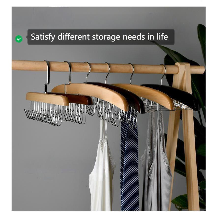 Wooden Hanger Storage 12/24 Hooks Penyangkut Baju Clothes Hanger ...